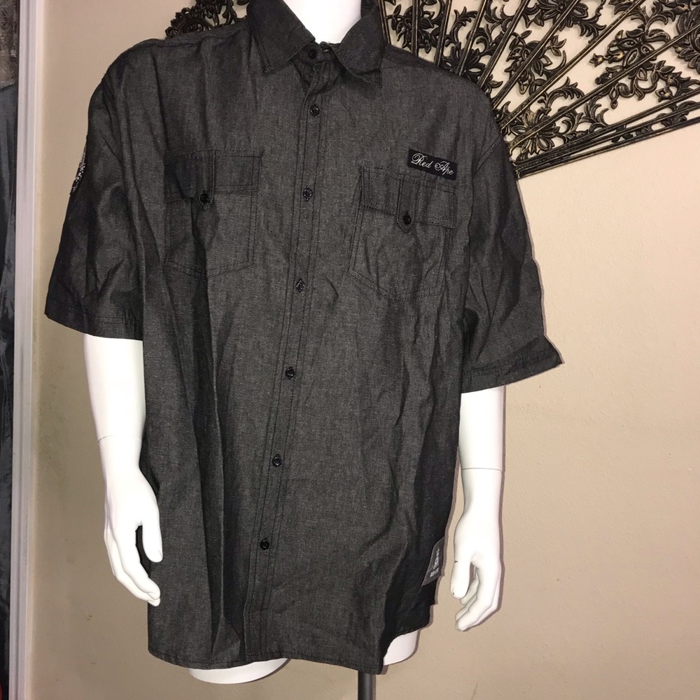2XL Red Ape Men’s short sleeve Denim Button Down